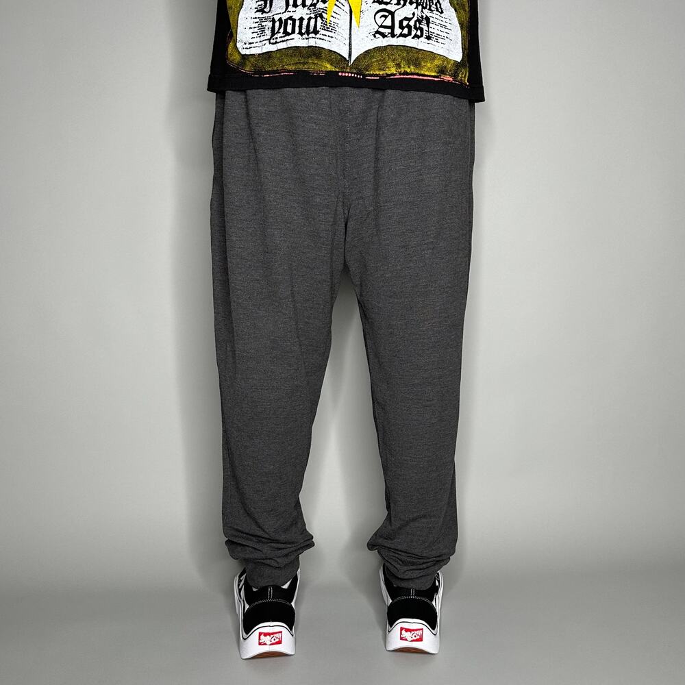 Vintage Y2K Reebok Sweatpants Mens XL Dark Grey Polyester Joggers Subtle Logo - Picture 3 of 4